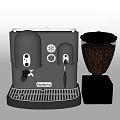 Kitchen Appliances Black Espresso Coffee Machine And Grinder With Beans 3d model
