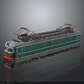 Green and White Electric Train Model with Red Pantographs and Detailed Design