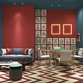 New Chinese Chess and Cards Room Net Red National Tide Mahjong Hall Mahjong Room 3d model
