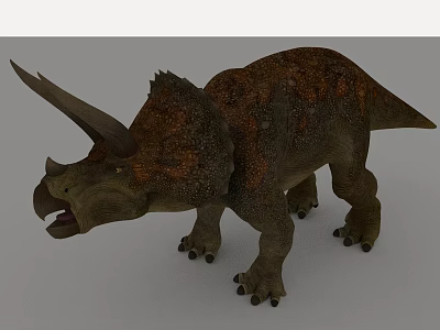 3D Model of Triceratops With Large Horns and Spotted Body in Standing Pose 3d model