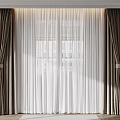 Layered Curtains In Brown And White For Modern Home Window With Natural Light