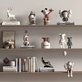 Modern Cream Ornaments Combination TV Cabinet Ornaments Combination Modern Ornaments Books Bookcase Ornaments 3d model