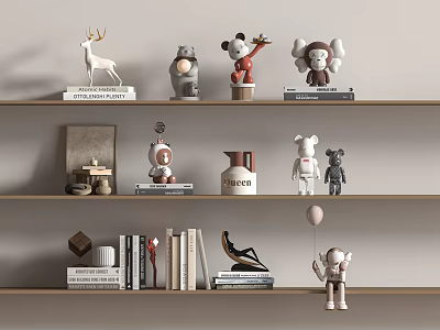Modern Cream Ornaments Combination TV Cabinet Ornaments Combination Modern Ornaments Books Bookcase Ornaments 3d model