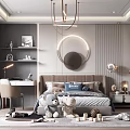Modern Kids Bedroom Interior With Cozy Bed Plush Toys And Blocks