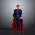 Superman Character In Blue Suit With Red Cape And Chest Symbol