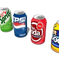 Assorted Carbonated Soft Drink Cans From Different Brands With Diet Options And Colorful Packaging