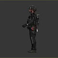 Man In Full Tactical Gear Standing With Helmet And Protective Equipment