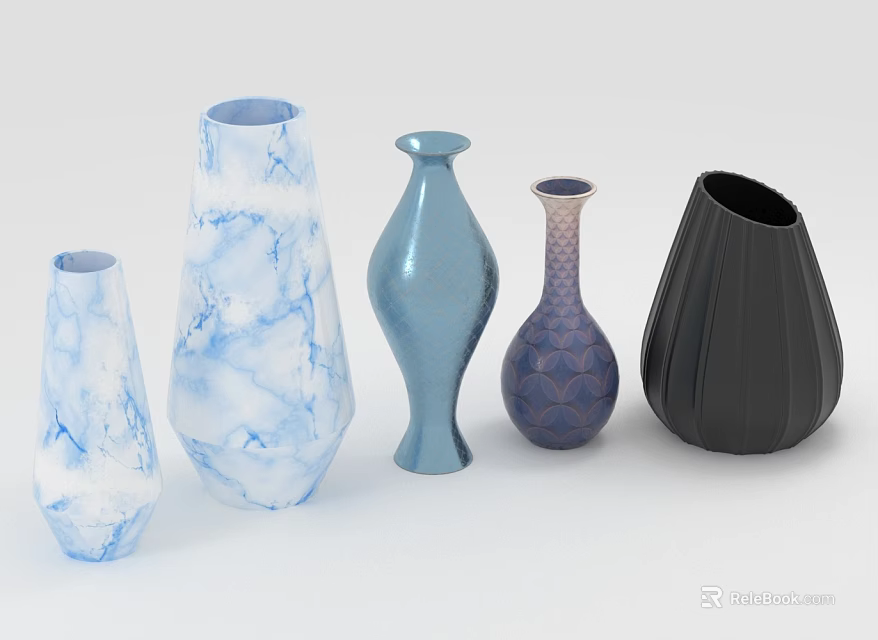 Various Designed Vases with Different Colors and Shapes for Home Decor 3d model 