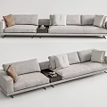 Modern Light Gray Fabric Sectional Sofa With White And Brown Throw Pillows And Tray Table 3d model