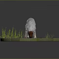 Gray White Dog With Brown Head Character Sniffing Ground Grass Small Puddle Paper Game Movie