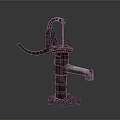 Old Fashioned Hand Water Pump With Rusty Metal Handle And Spout