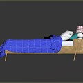 Cozy Bedroom With Wooden Bed Blue Check Quilt Nightstands And Floral Lamps For Multiple People
