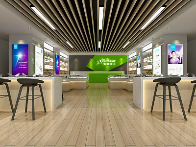 Modern Digital Store Interior With Display Counters Advertising Screens And Electronics Products 3d model
