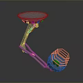 Innovative Robotic Creature With Circular Platform Metallic Spring Arm And Orange Grid Sphere