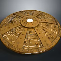 Intricate Brass Mechanical Disc With Central Opening Gears Rivets And Textures