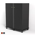 Black Textured Storage Cabinet With Double Doors Gold Handles And Black Legs