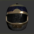 Stylish Modern Blue And Gold Shiny Helmet With Transparent Visor Design