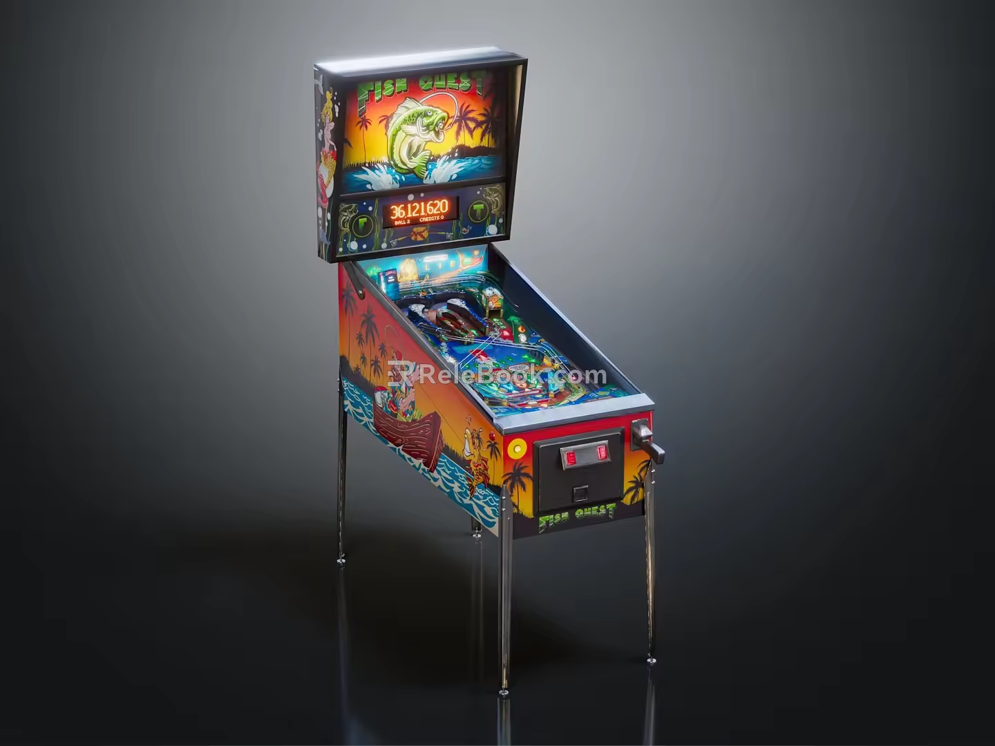 modern game machine pinball game 3d model