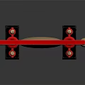 Musical Instruments and Art Tools Featuring Red Torii Golden Gong Chinese Character Fa and Mallet
