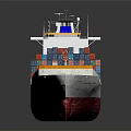 Large Container Ship With Red White Hull And Colorful Containers 3d model