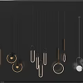 Modern Pendant Lights With Various Circular Linear Shapes And Metal Frames Design 3d model