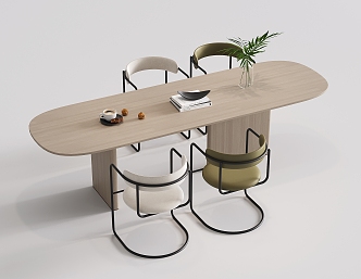 Modern Dining Table and Chair Combination Rectangular Dining Table Solid Wood Dining Table for More than Four Dining Table Single Chair Dining Chair 3d model