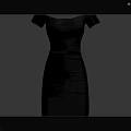 Elegant Black Off Shoulder Fitted Dress With Slim Belt Design