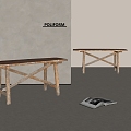 poliform modern shabby stool solid wood stool 3d model