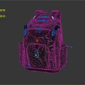 Durable Black Backpack With Textured Design Multiple Pockets And Red Logo 3d model