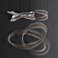 Modern Abstract Pendant Light With Intertwined Spiral Rings And Metal Frame Design