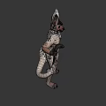 Anthropomorphic Game Movie Character With Large Ears White Fur Spots Holding Snake