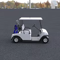 White Golf Cart With Two Seats Roof And Black Wheels Design