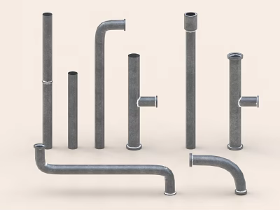 Variety Of Metal Pipes In Different Shapes 3d model