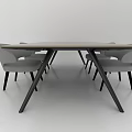 Modern Dining Table Set With Light Top Grey Chairs And Black Legs 3d model