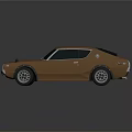 Vintage Brown Two Door Sports Car With Shiny Body And Black Wheels