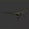 Realistic Velociraptor Dinosaur 3D Model Standing With Gray Skin Red Eyes