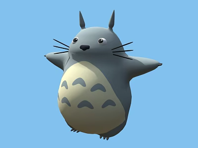 My Neighbor Totoro Gray Game And Movie Character With Round Body Patterns Pointed Ears Whiskers 3d model