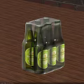 Heineken Beer Bottles In Transparent Plastic Packaging On Wooden Table Surface 3d model