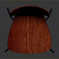 Red Single Chair with Curved Backrest Wooden Texture and Black Metal Legs