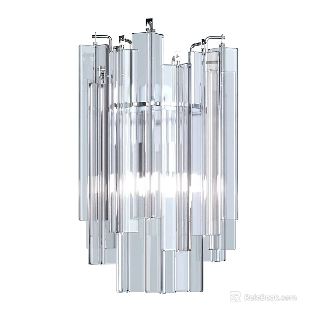 Modern Luxury Crystal Wall Lamp With Sleek Transparent Panel Design And Elegant Illumination 3d model 