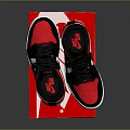 Nike High Top Shoes Red Black White Classic Design With Red Box