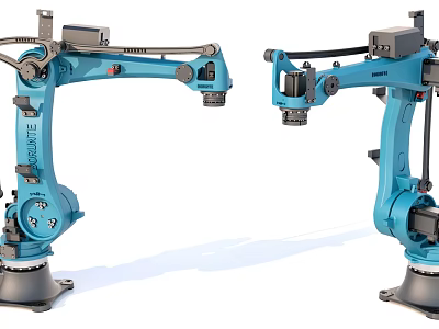 Blue Industrial Robotic Arms As Essential Industrial Equipment In Modern Automation 3d model
