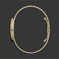 Gold Watch With White Gold Strap White Dial Roman Numerals Blue Hands Dark Background