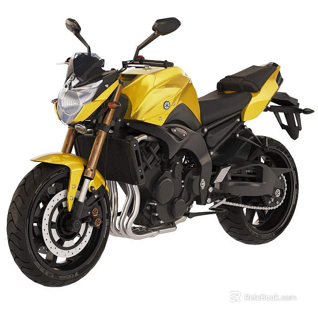 Yellow And Black Sport Motorcycle With Sleek Design 3d model 