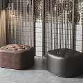 Modern sofa stool leather sofa stool combination 3d model