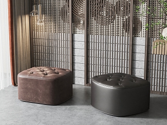 Modern sofa stool leather sofa stool combination 3d model