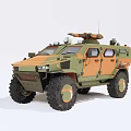 Armored Tactical Utility Vehicle With Military Green Orange Camouflage And Off Road Tires