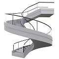 Modern Spiral Staircase Design With Concrete Structure And Glass Metal Railings
