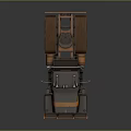 Detailed Brown And Orange 3D Industrial Truck Model With Orange Guard Rails And Exhaust Pipes