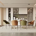 Elegant Modern Restaurant Interior With Open Layout Dining Table And Chairs 3d model
